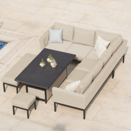 Pulse Rectangular Corner Dining Set with Rising Table / Taupe Pulse Rectangular Corner Dining Set with Rising Table / Taupe