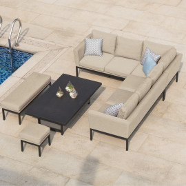 Pulse Rectangular Corner Dining Set with Rising Table / Taupe Pulse Rectangular Corner Dining Set with Rising Table / Taupe