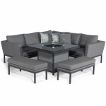 Pulse Square Corner Dining Set - With Fire Pit Table / Flanelle Pulse Square Corner Dining Set - With Fire Pit Table / Flanelle