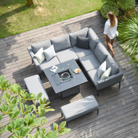 Pulse Square Corner Dining Set - With Fire Pit Table / Flanelle Pulse Square Corner Dining Set - With Fire Pit Table / Flanelle