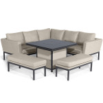 Pulse Square Corner Dining Set - With Fire Pit Table / Oatmeal