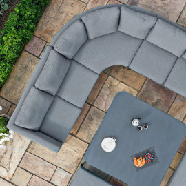 Pulse U Shape Corner Dining Set with Rising Table / Flanelle Pulse U Shape Corner Dining Set with Rising Table / Flanelle