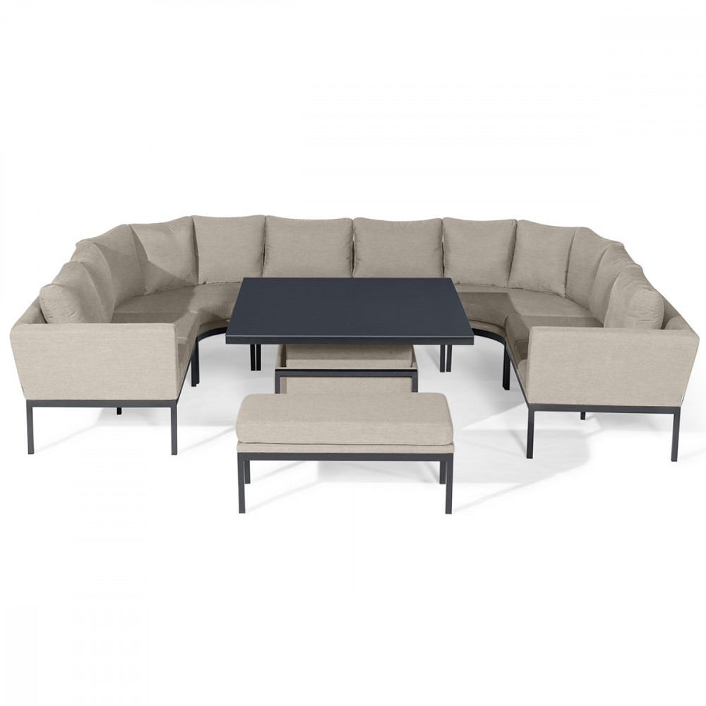 Pulse U Shape Corner Dining Set with Rising Table / Oatmeal Pulse U Shape Corner Dining Set with Rising Table / Oatmeal