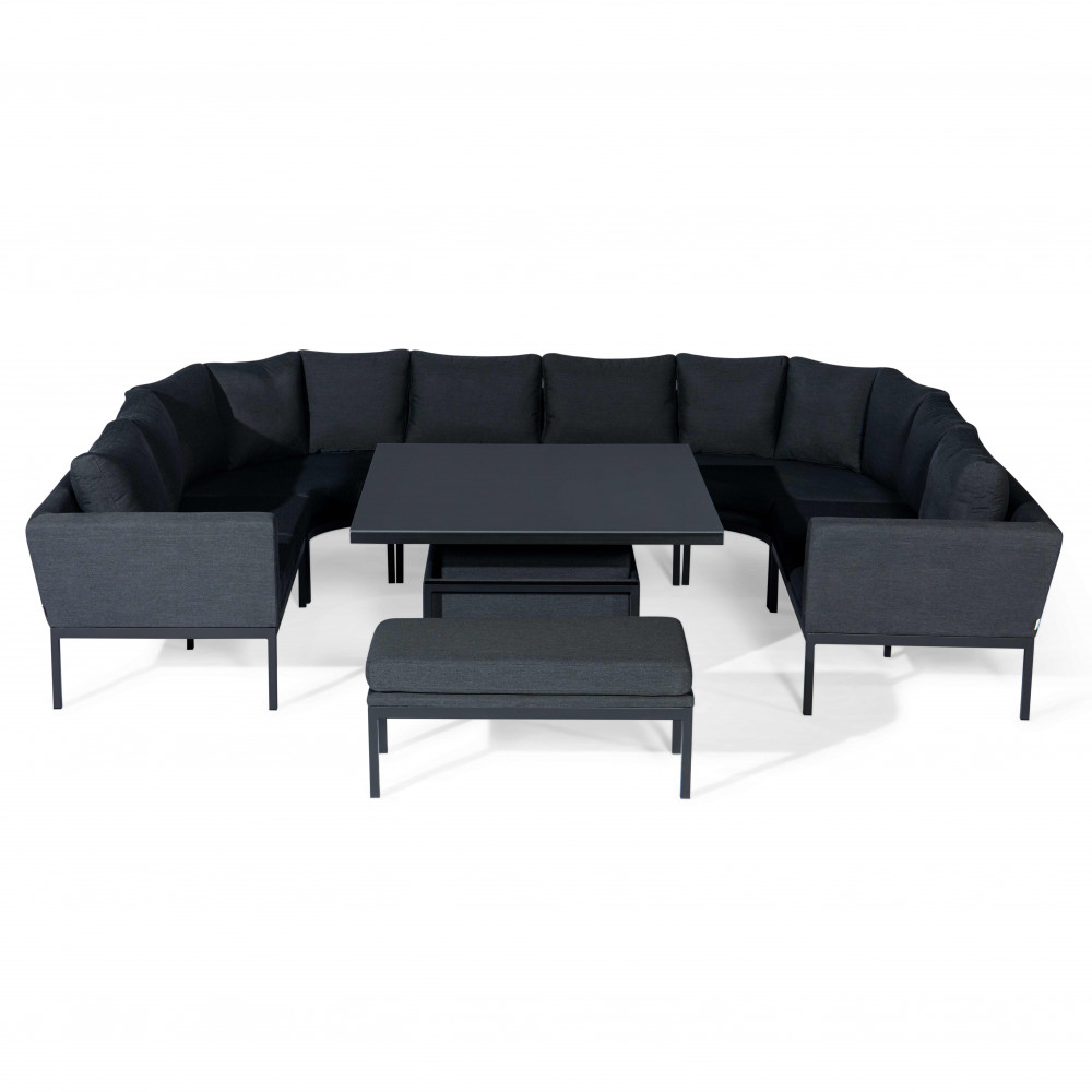 Pulse U Shape Corner Dining Set with Rising Table / Charcoal Pulse U Shape Corner Dining Set with Rising Table / Charcoal