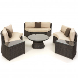 Half Moon Sofa Set / Brown Half Moon Sofa Set / Brown