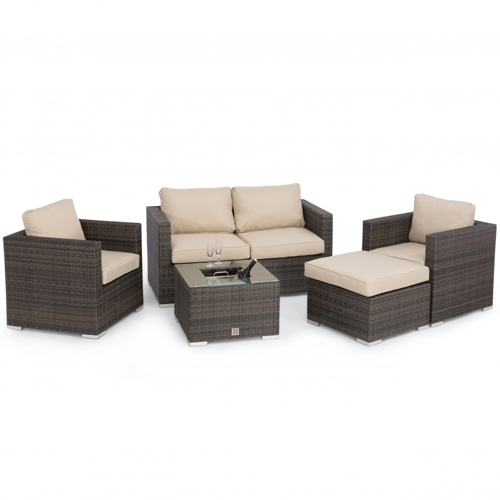 Georgia 2 Seat Sofa Set with Ice Bucket / Brown Georgia 2 Seat Sofa Set with Ice Bucket / Brown