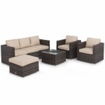 Georgia 3 Seat Sofa Set With Ice Bucket / Brown Georgia 3 Seat Sofa Set With Ice Bucket / Brown