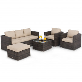Georgia 3 Seat Sofa Set With Ice Bucket / Brown Georgia 3 Seat Sofa Set With Ice Bucket / Brown