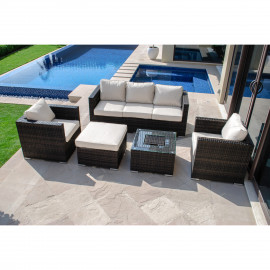 Georgia 3 Seat Sofa Set With Ice Bucket / Brown Georgia 3 Seat Sofa Set With Ice Bucket / Brown