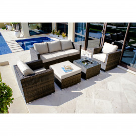 Georgia 3 Seat Sofa Set With Ice Bucket / Brown Georgia 3 Seat Sofa Set With Ice Bucket / Brown