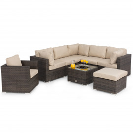 London Corner Group with Chair with Ice Bucket / Brown London Corner Group with Chair with Ice Bucket / Brown