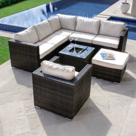 London Corner Group with Chair with Ice Bucket / Brown London Corner Group with Chair with Ice Bucket / Brown