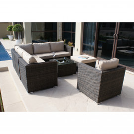 London Corner Group with Chair with Ice Bucket / Brown London Corner Group with Chair with Ice Bucket / Brown