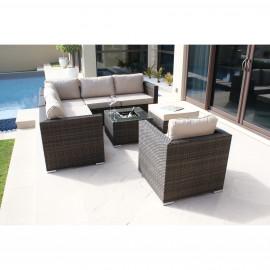 London Corner Group with Chair with Ice Bucket / Brown London Corner Group with Chair with Ice Bucket / Brown