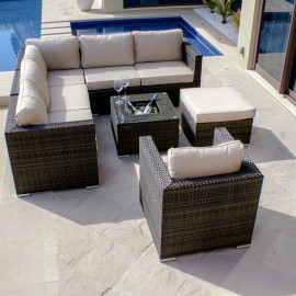 London Corner Group with Chair with Ice Bucket / Brown London Corner Group with Chair with Ice Bucket / Brown