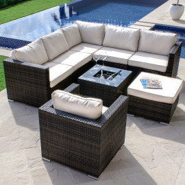 London Corner Group with Chair with Ice Bucket / Brown London Corner Group with Chair with Ice Bucket / Brown