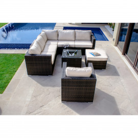 London Corner Group with Chair with Ice Bucket / Brown London Corner Group with Chair with Ice Bucket / Brown