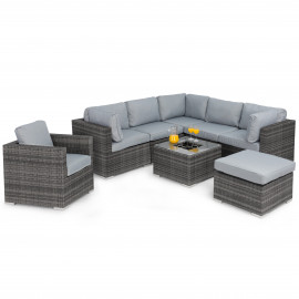 London Corner Group with Chair with Ice Bucket / Grey London Corner Group with Chair with Ice Bucket / Grey