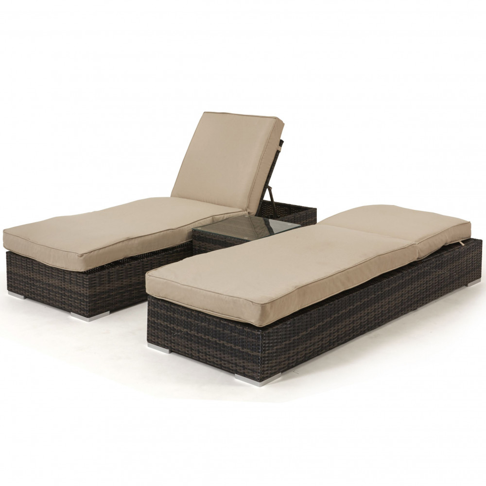 Orlando Sunlounger Set / Brown