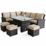 Kingston Corner Dining Set with Rising Table / Brown Kingston Corner Dining Set with Rising Table / Brown