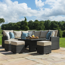 Kingston Corner Dining Set with Rising Table / Brown Kingston Corner Dining Set with Rising Table / Brown