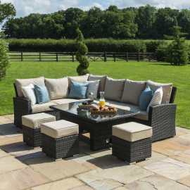 Kingston Corner Dining Set with Rising Table / Brown Kingston Corner Dining Set with Rising Table / Brown