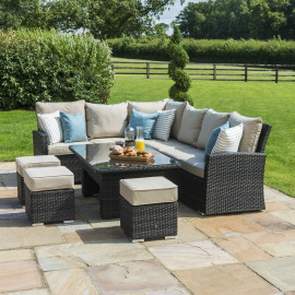 Kingston Corner Dining Set with Rising Table / Brown Kingston Corner Dining Set with Rising Table / Brown