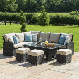 Kingston Corner Dining Set with Rising Table / Brown Kingston Corner Dining Set with Rising Table / Brown