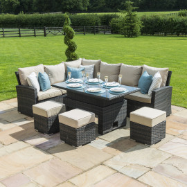 Kingston Corner Dining Set with Rising Table / Brown Kingston Corner Dining Set with Rising Table / Brown