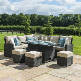 Kingston Corner Dining Set with Rising Table / Brown Kingston Corner Dining Set with Rising Table / Brown