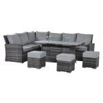 Kingston Corner Dining Set with Fire Pit / Grey Kingston Corner Dining Set with Fire Pit / Grey