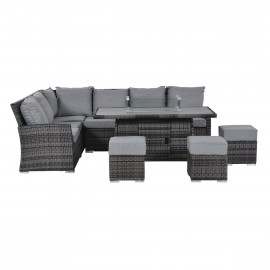Kingston Corner Dining Set with Fire Pit / Grey Kingston Corner Dining Set with Fire Pit / Grey