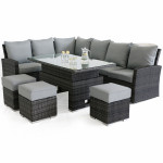 Kingston Corner Dining Set with Rising Table / Grey Kingston Corner Dining Set with Rising Table / Grey