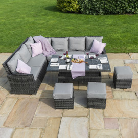 Kingston Corner Dining Set with Rising Table / Grey Kingston Corner Dining Set with Rising Table / Grey