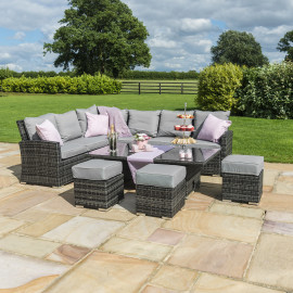 Kingston Corner Dining Set with Rising Table / Grey Kingston Corner Dining Set with Rising Table / Grey