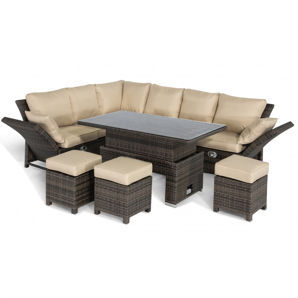 Henley Corner Dining Set with Rising Table / Brown Henley Corner Dining Set with Rising Table / Brown