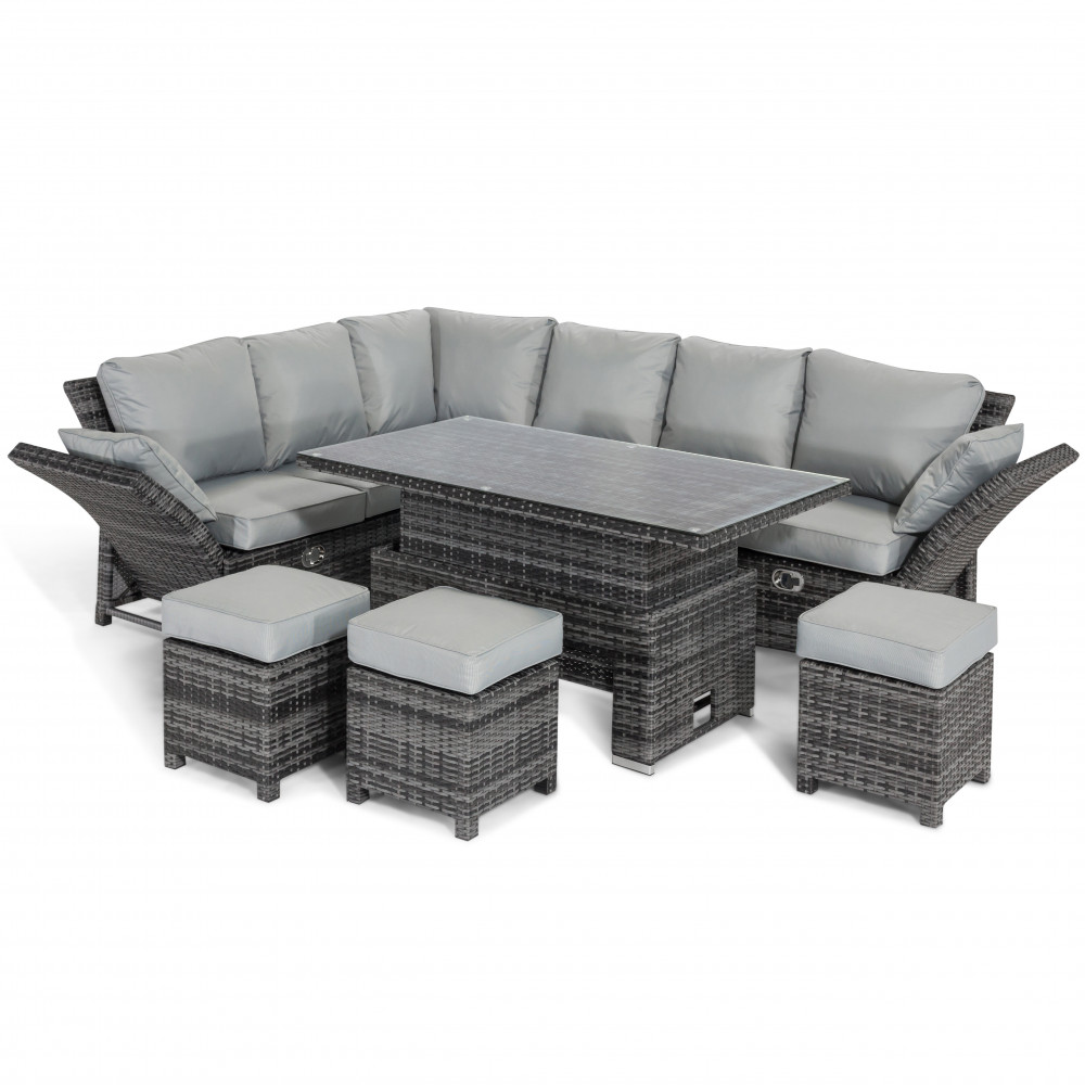 Henley Corner Dining Set with Rising Table / Grey Henley Corner Dining Set with Rising Table / Grey