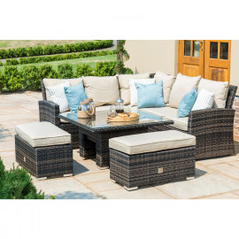 Richmond Corner Bench Set with Rising Table / Brown