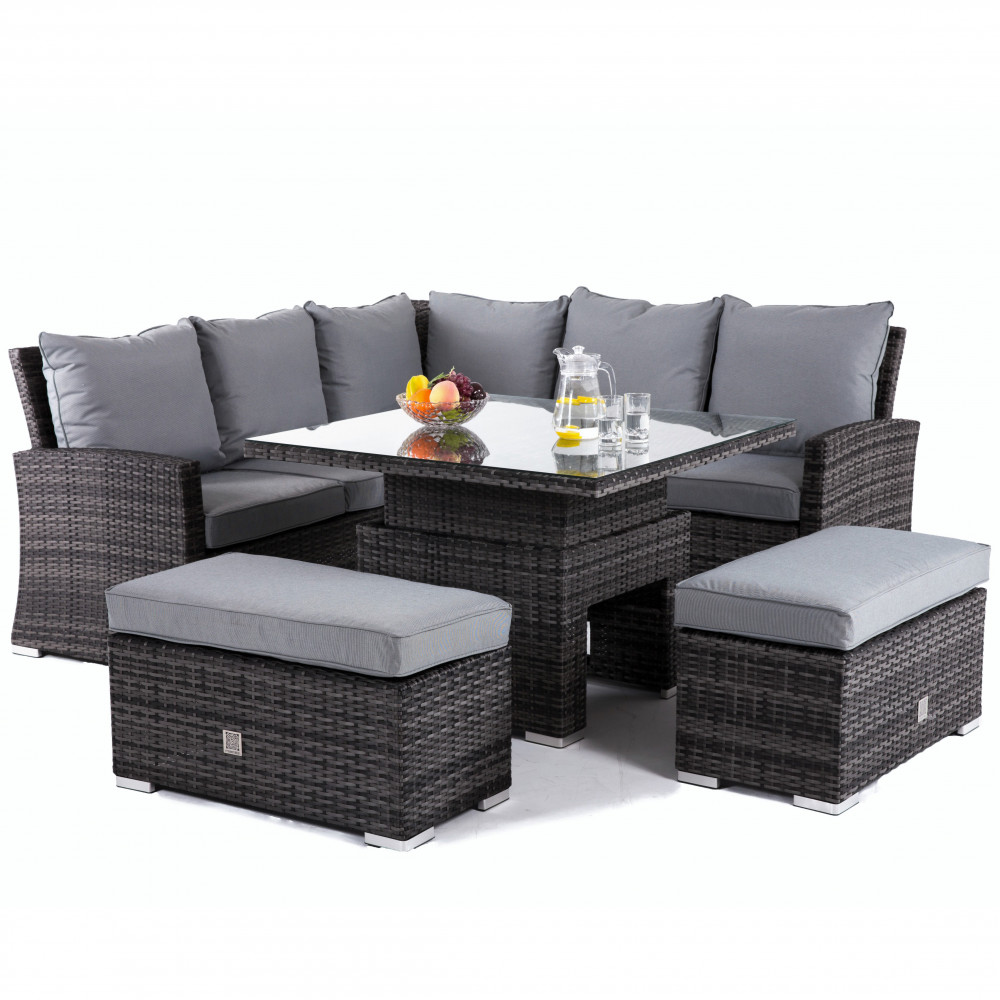 Richmond Corner Bench Set with Rising Table / Grey Richmond Corner Bench Set with Rising Table / Grey