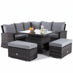Richmond Corner Bench Set with Rising Table / Grey Richmond Corner Bench Set with Rising Table / Grey