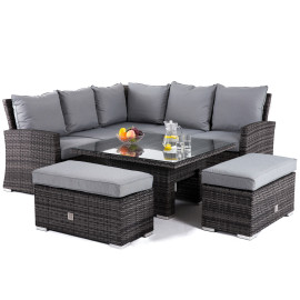 Richmond Corner Bench Set with Rising Table / Grey Richmond Corner Bench Set with Rising Table / Grey