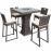 4 Seat Square Bar Set with Ice Bucket / Brown