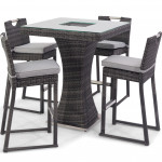 4 Seat Square Bar Set with Ice Bucket / Grey 4 Seat Square Bar Set with Ice Bucket / Grey