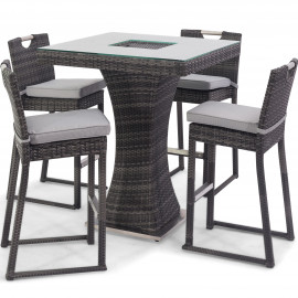 4 Seat Square Bar Set with Ice Bucket / Grey