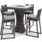 4 Seat Square Bar Set with Ice Bucket / Grey