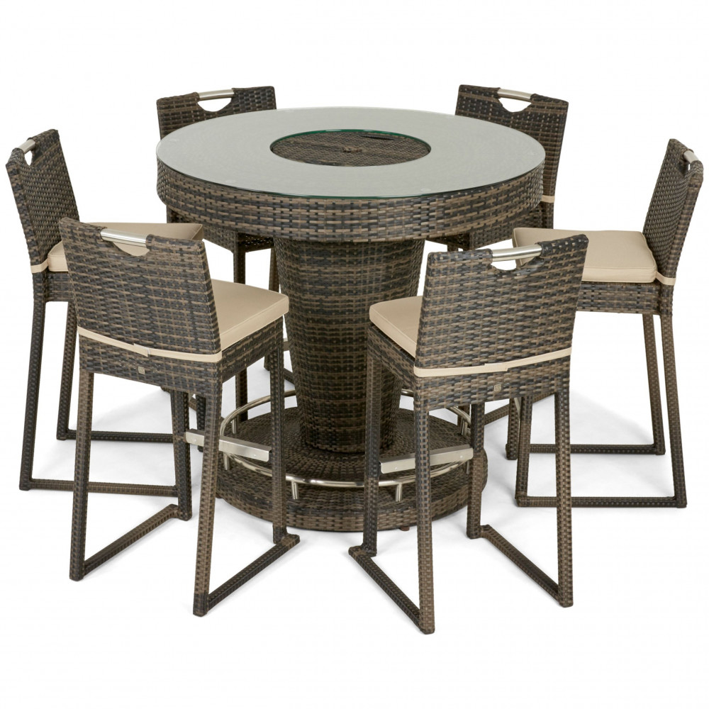 6 Seat Bar Set with Ice Bucket / Brown 6 Seat Bar Set with Ice Bucket / Brown