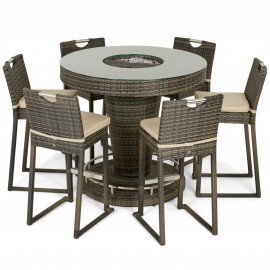 6 Seat Bar Set with Ice Bucket / Brown 6 Seat Bar Set with Ice Bucket / Brown