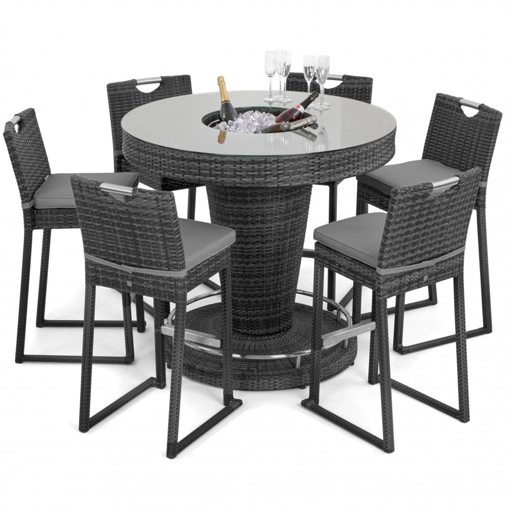 6 Seat Bar Set with Ice Bucket / Grey 6 Seat Bar Set with Ice Bucket / Grey