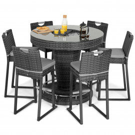 6 Seat Bar Set with Ice Bucket / Grey 6 Seat Bar Set with Ice Bucket / Grey