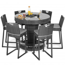 6 Seat Bar Set with Ice Bucket / Grey 6 Seat Bar Set with Ice Bucket / Grey